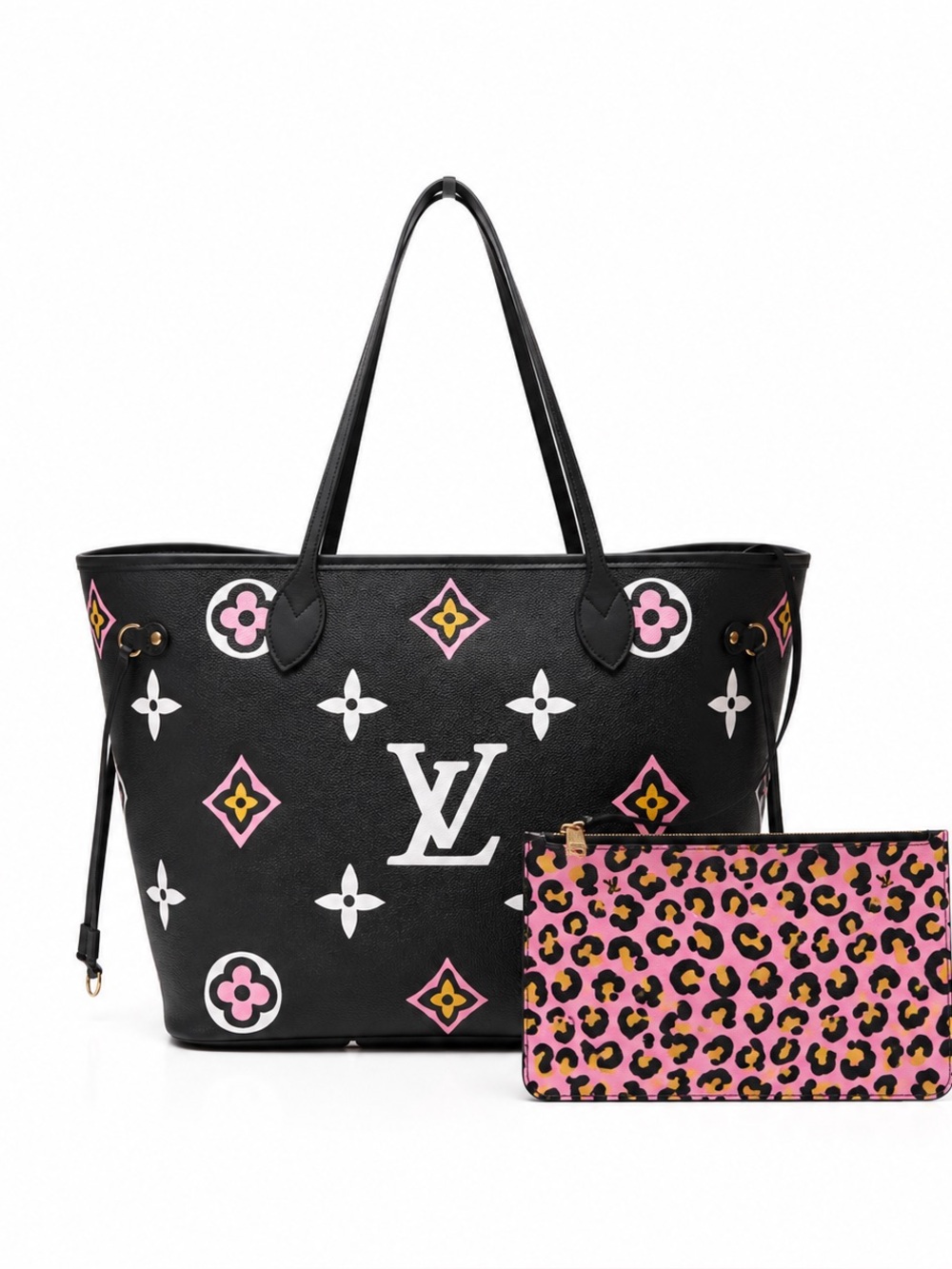 Louis Vuitton Neverfull MM Wild at Heart Noir M45818 Black Empreinte Tote Pouch